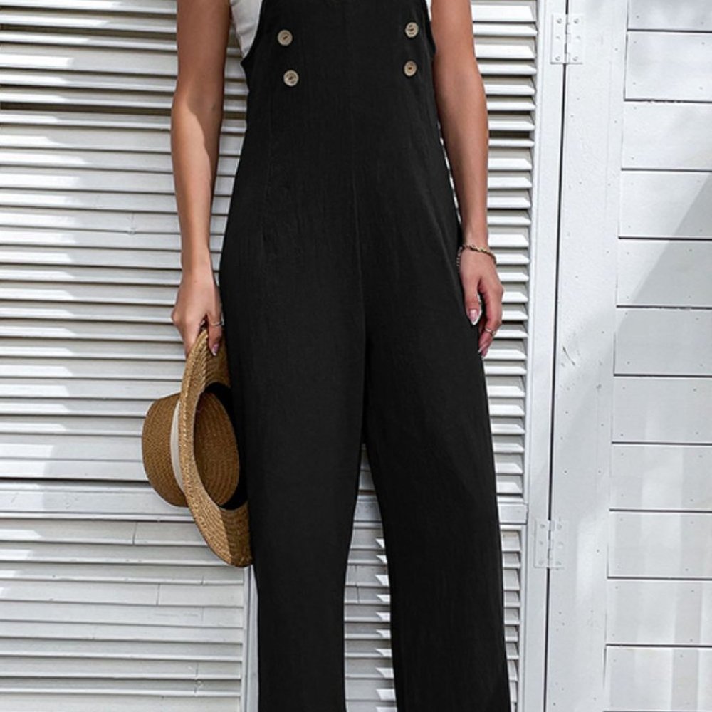 Light Up Your Life Buttoned Straight Leg Overalls - Picture 3 of 8